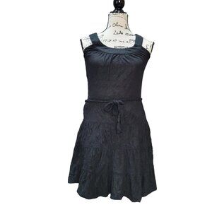 Derek Heart Black Fit & Flare Dress with Ribbon Tie - Size Small